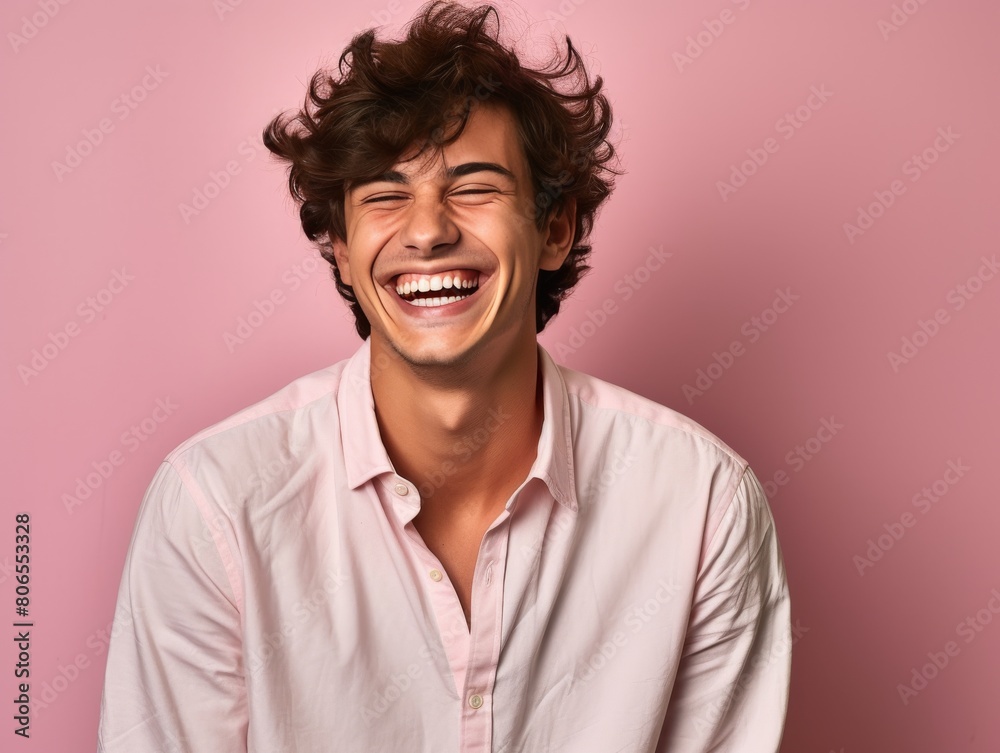 A man with is smiling and laughing A man with is smiling and laughing