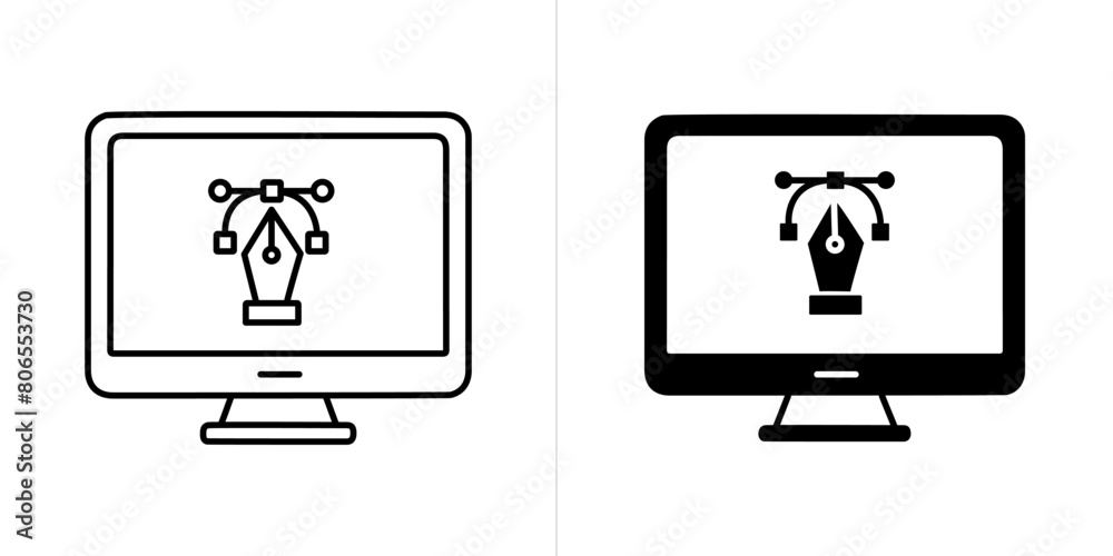 Graphic Design editable stroke and solid web icon set. Vector illustration Graphic Design editable stroke and solid web icon set. Vector illustration