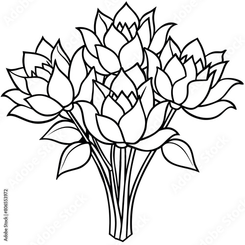 Lotus Flower outline illustration coloring book page design  Lotus Flower black and white line art drawing coloring book pages for children and adults 