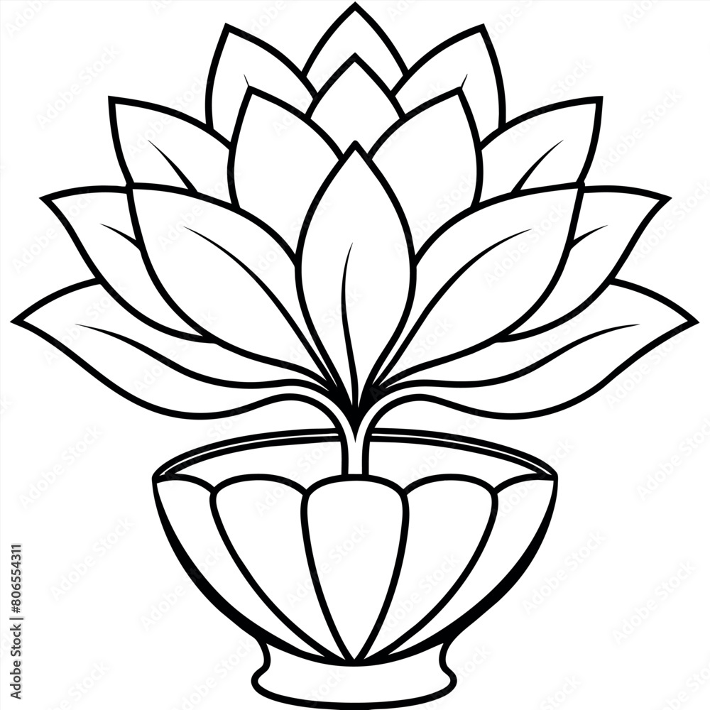 Obraz premium Lotus Flower outline illustration coloring book page design, Lotus Flower black and white line art drawing coloring book pages for children and adults 