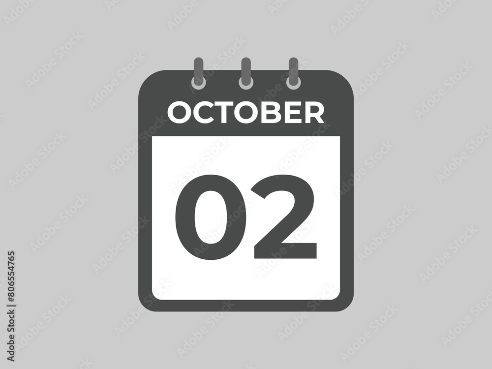 October 2 calendar reminder. 2 October daily calendar icon template. Calendar 2 October icon Design template. Vector illustration
October 2 calendar reminder. 2 October daily calendar icon template. Calendar 2 October icon Design template. Vector illustration