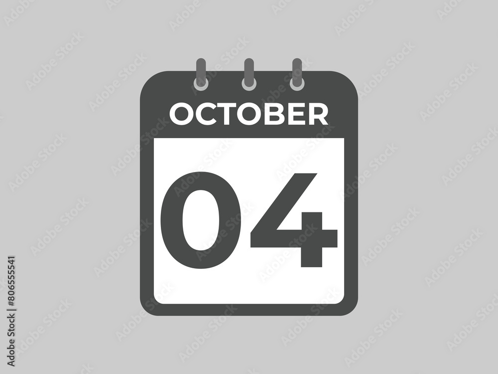 October 4 calendar reminder. 4 October daily calendar icon template. Calendar 4 October icon Design template. Vector illustration
October 4 calendar reminder. 4 October daily calendar icon template. Calendar 4 October icon Design template. Vector illustration