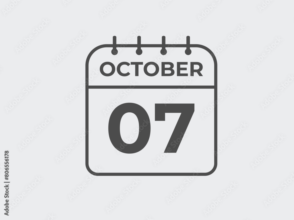 October 7 calendar reminder. 7 October daily calendar icon template. Calendar 7 October icon Design template. Vector illustration
October 7 calendar reminder. 7 October daily calendar icon template. Calendar 7 October icon Design template. Vector illustration