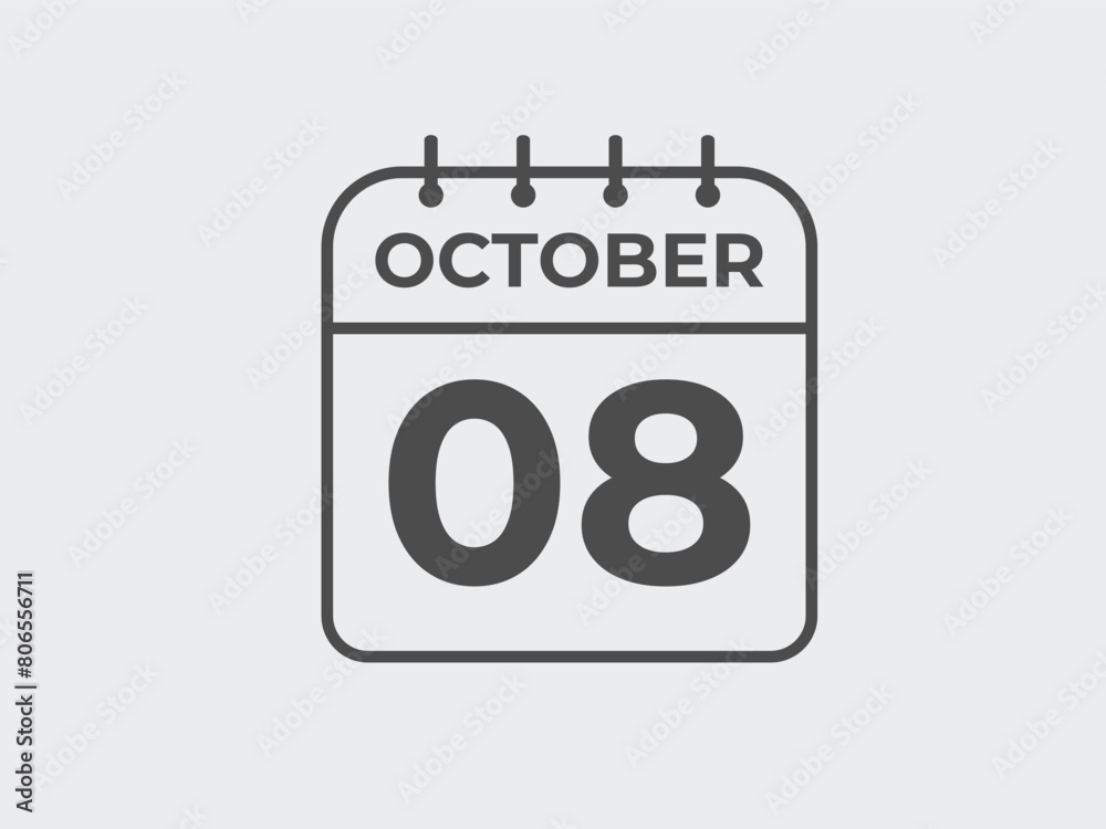 October 8 calendar reminder. 8 October daily calendar icon template. Calendar 8 October icon Design template. Vector illustration
October 8 calendar reminder. 8 October daily calendar icon template. Calendar 8 October icon Design template. Vector illustration