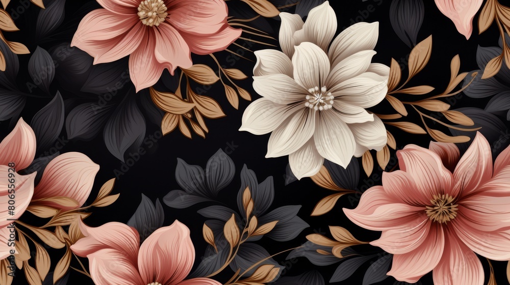 Seamless pattern with flowers and leaves Seamless pattern with flowers and leaves