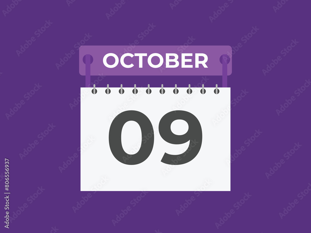 October 9 calendar reminder. 9 October daily calendar icon template. Calendar 9 October icon Design template. Vector illustration
October 9 calendar reminder. 9 October daily calendar icon template. Calendar 9 October icon Design template. Vector illustration