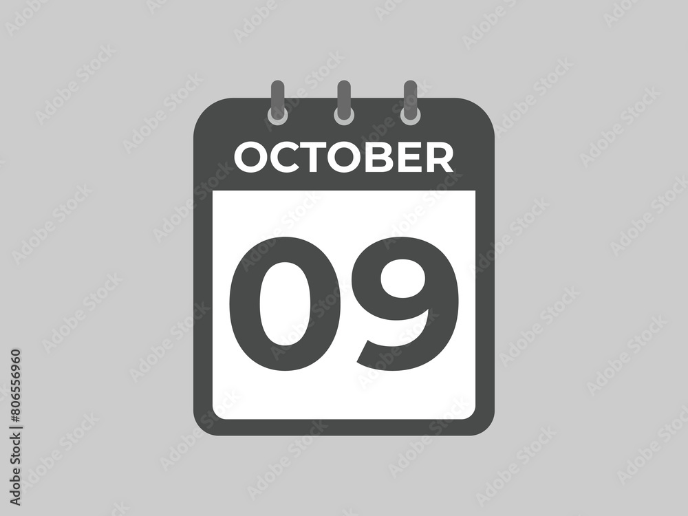 October 9 calendar reminder. 9 October daily calendar icon template. Calendar 9 October icon Design template. Vector illustration
October 9 calendar reminder. 9 October daily calendar icon template. Calendar 9 October icon Design template. Vector illustration