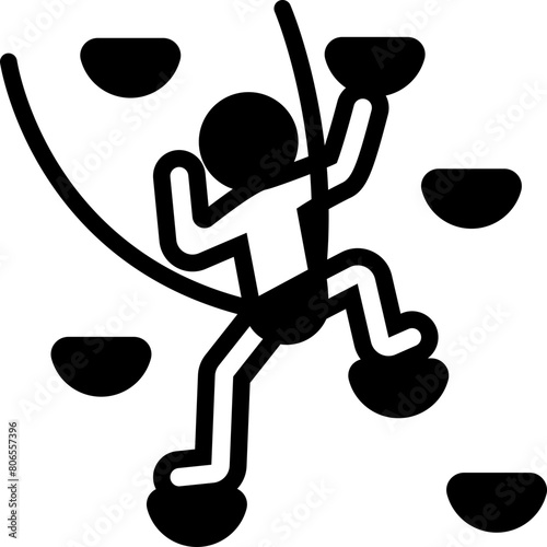 Rock Climbing Glyph Icon Design Vector