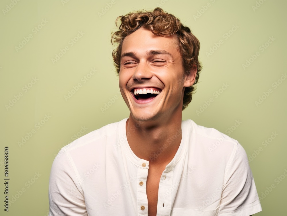 A man with is smiling and laughing A man with is smiling and laughing