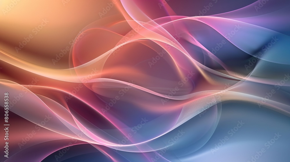 Abstract colorful waves in a graceful flow of pink, purple, and blue hues