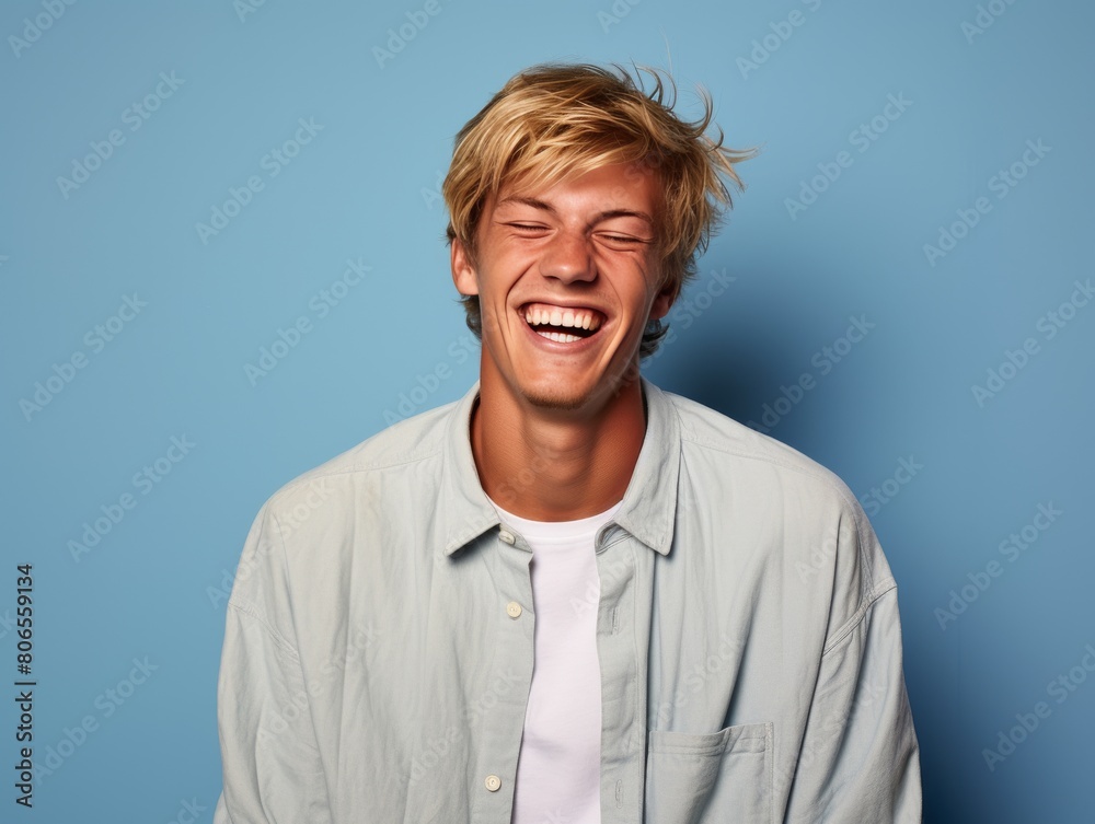 A man with is smiling and laughing A man with is smiling and laughing