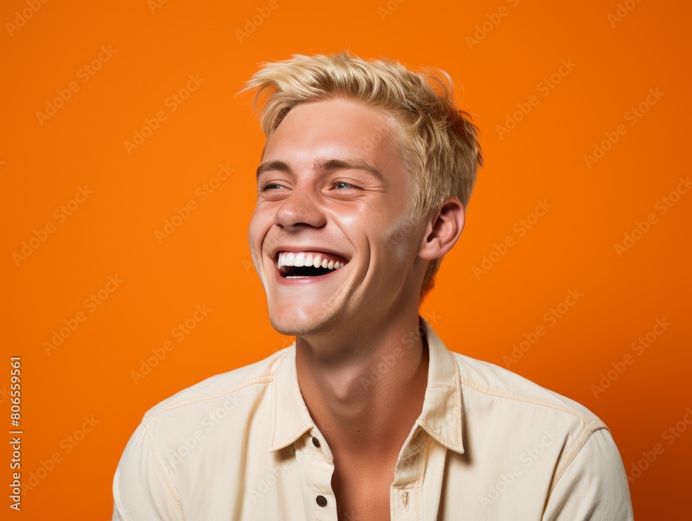 A man with is smiling and laughing A man with is smiling and laughing