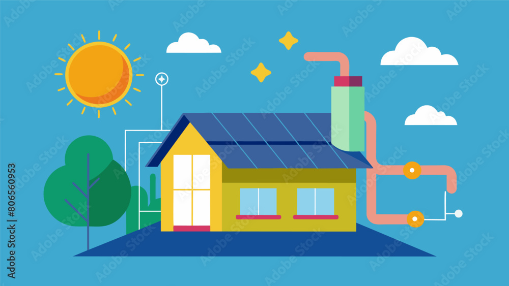 Incorporating a passive solar design to maximize natural heating and cooling.. Vector illustration
