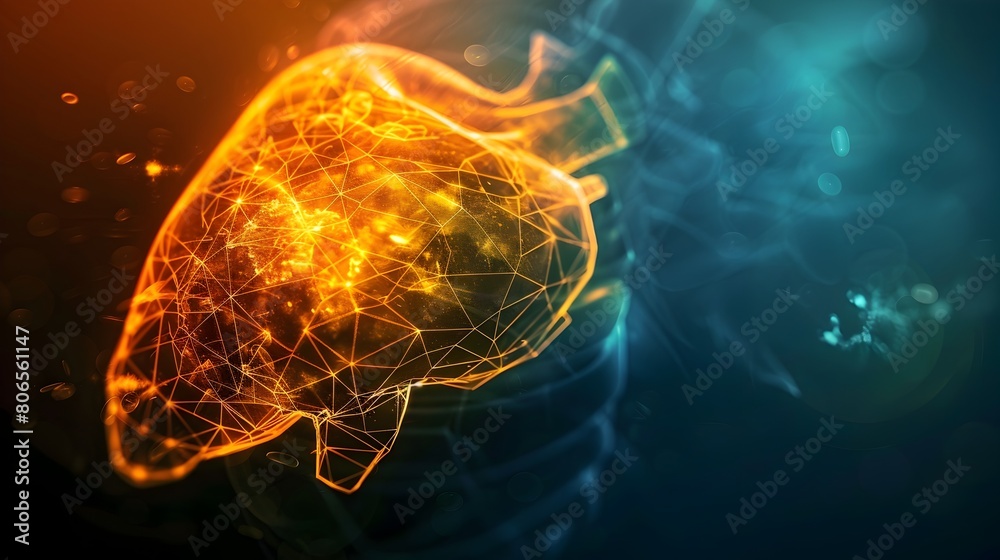 Obraz premium Murky X ray Reveals Mysterious Viral Outbreak in Liver with Swirling Patterns