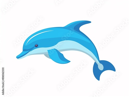 A blue dolphin is swimming in the ocean