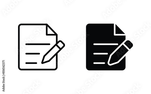 document with pencil icon. Edit file icon