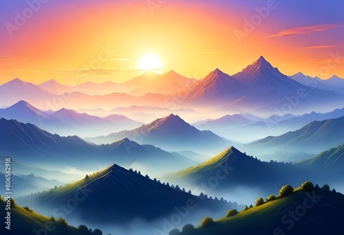 digital painting Invigorating morning sunrise over (11) 1 #806562918