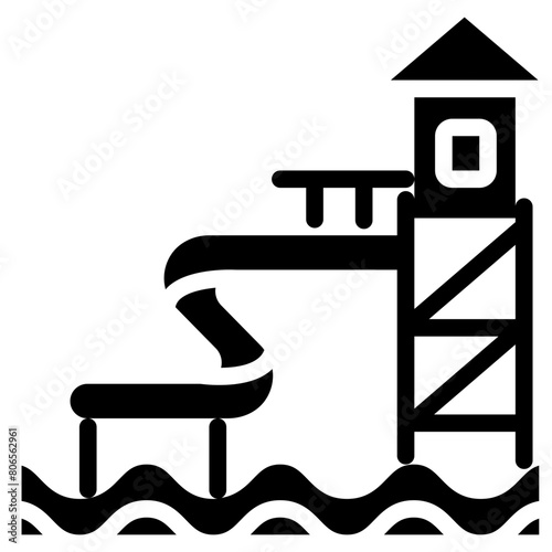 Water Adventure Solid Icon Design Vector