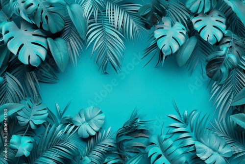 3D render of tropical foliage plant in summer tone color with solid background.