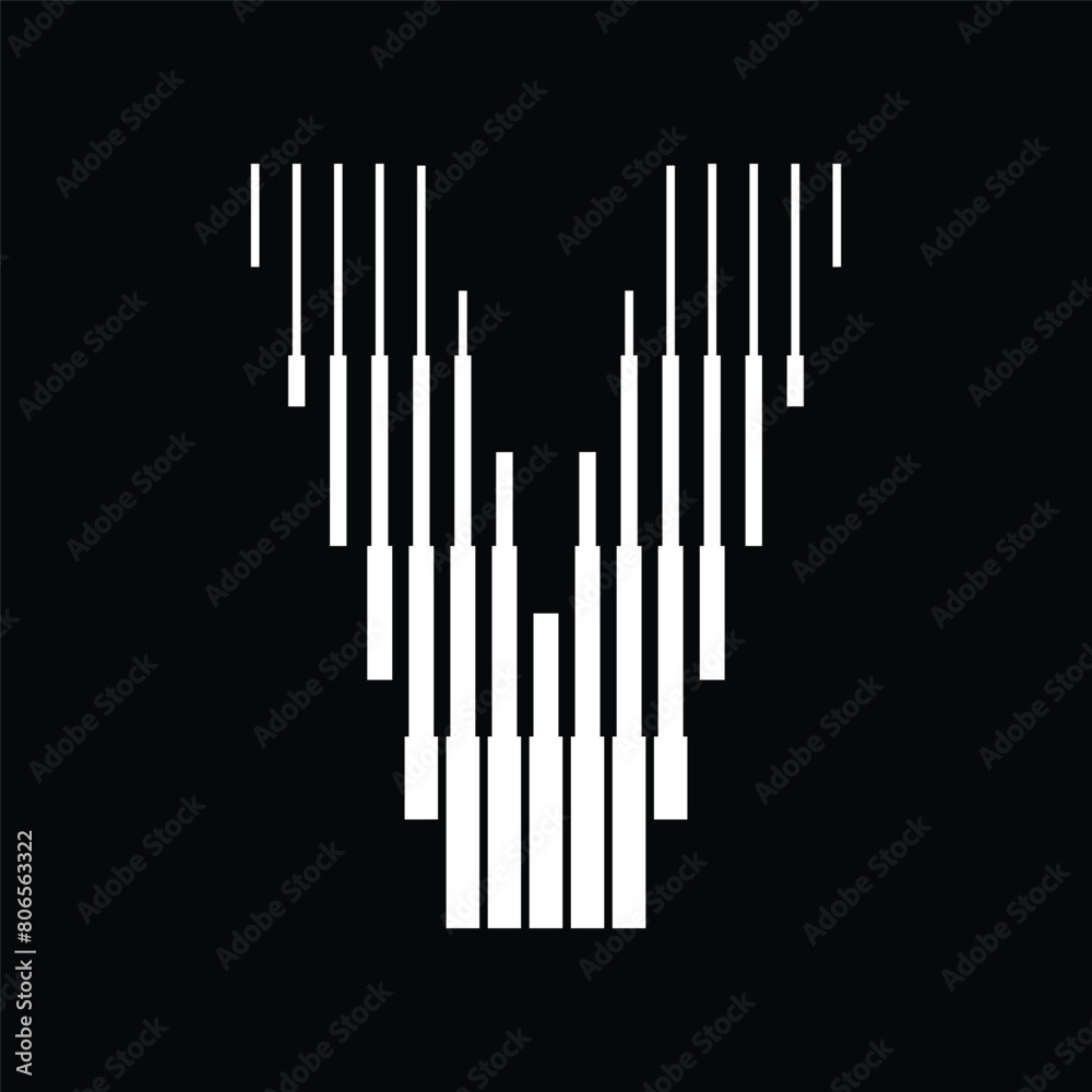 Letter V Logo with Abstract Line Pattern Letter V Logo with Abstract Line Pattern