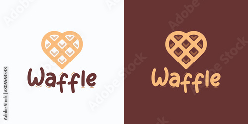 Heart shape waffle vector logo design with modern, simple, clean and abstract style.