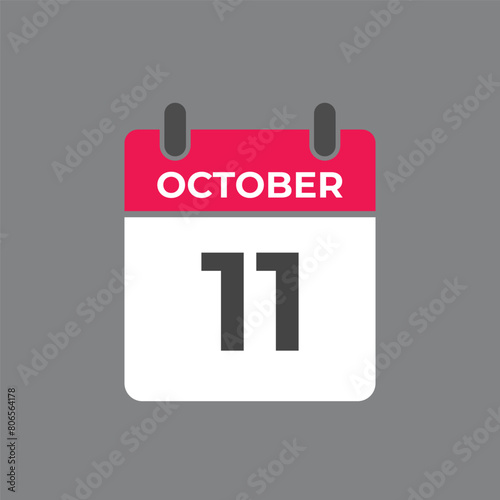 October  11 calendar reminder. 11 October  daily calendar icon template. Calendar 11 October  icon Design template. Vector illustration
