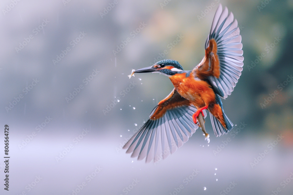 Obraz premium A purple bird is hunting prey for food, wildlife ecosystem conservation