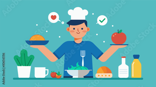 Appreciating the process of meal preparation instead of rushing through it.. Vector illustration