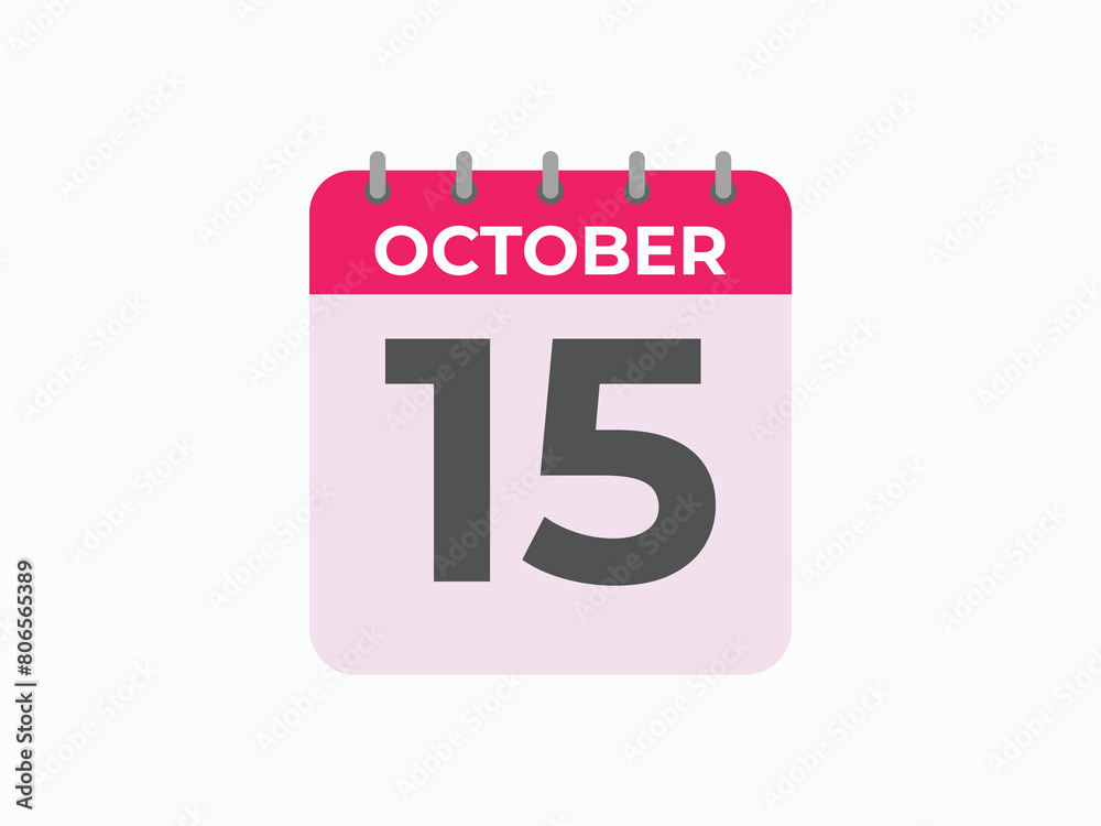 October 15 calendar reminder. 15 October daily calendar icon template. Calendar 15 October icon Design template. Vector illustration
October 15 calendar reminder. 15 October daily calendar icon template. Calendar 15 October icon Design template. Vector illustration
