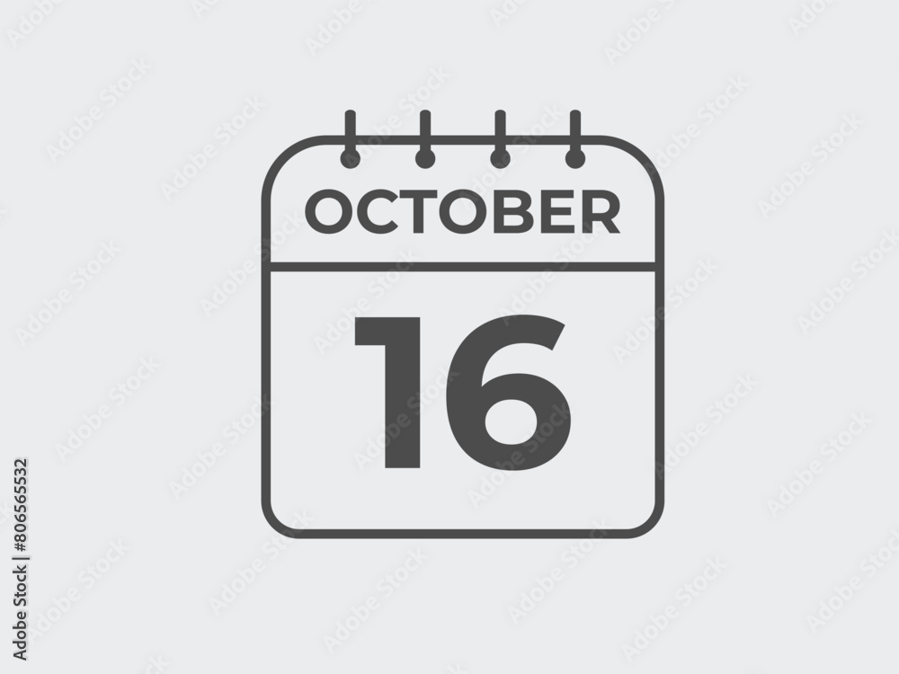 October 16 calendar reminder. 16 October daily calendar icon template. Calendar 16 October icon Design template. Vector illustration
October 16 calendar reminder. 16 October daily calendar icon template. Calendar 16 October icon Design template. Vector illustration