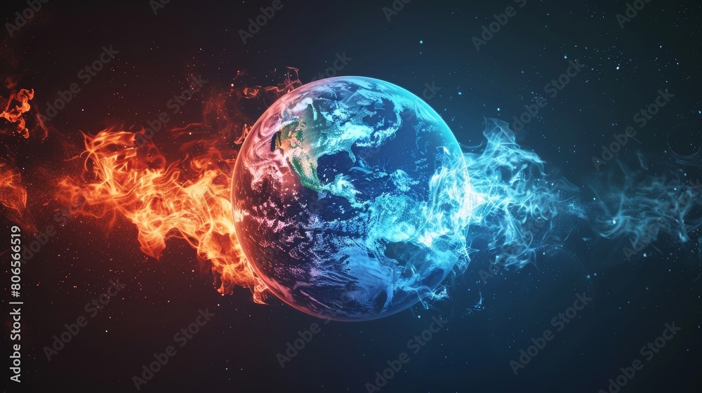 Earth Engulfed in Flames and Ice: Artistic Concept Earth Engulfed in Flames and Ice: Artistic Concept