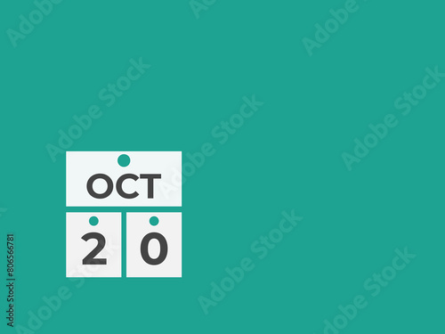 October  20 calendar reminder. 20 October  daily calendar icon template. Calendar 20 October  icon Design template. Vector illustration
