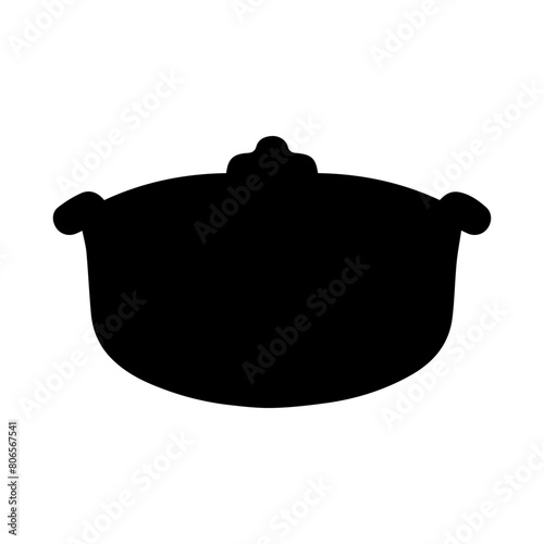 Boiling pot silhouette icon. Cooking ware flat design