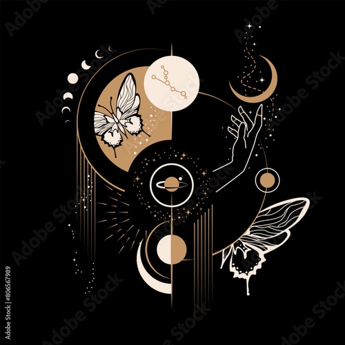 Magical Mystical and Esoteric Celestial Constellation Illustration