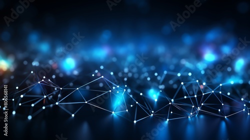 3D digital thread mesh, network capabilities, abstract science and tech background photo