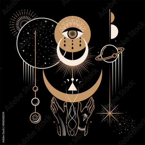 Magical Mystical and Esoteric Celestial Constellation Illustration
