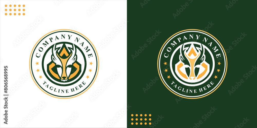 Naklejka premium Goat soldier illustration logo vector, design inspiration.