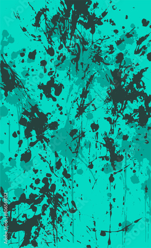 Turquoise grunge style background. Vector texture of paint, streaks, blotches
