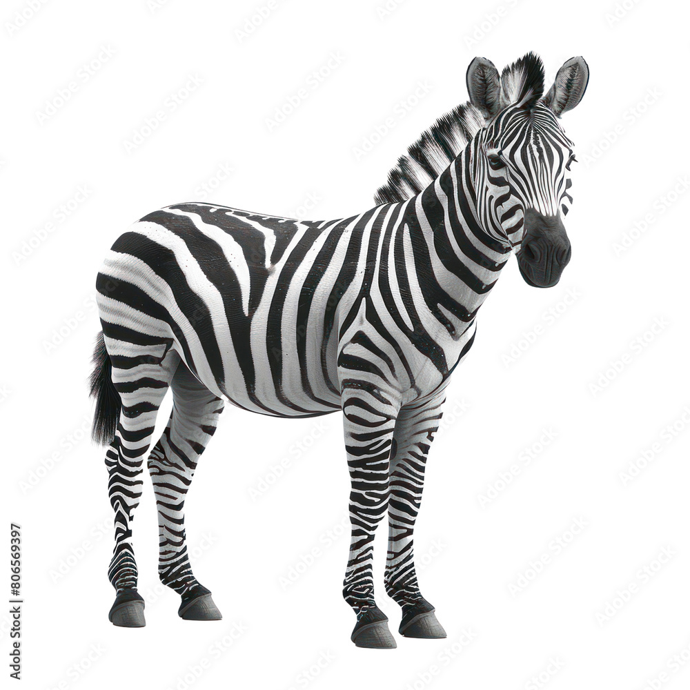 Fototapeta premium Zebra isolated, animal wildlife on a transparent background
