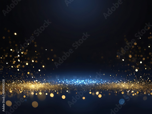 black background abstract glitter lights gold and black bokeh background black texture dark. ai