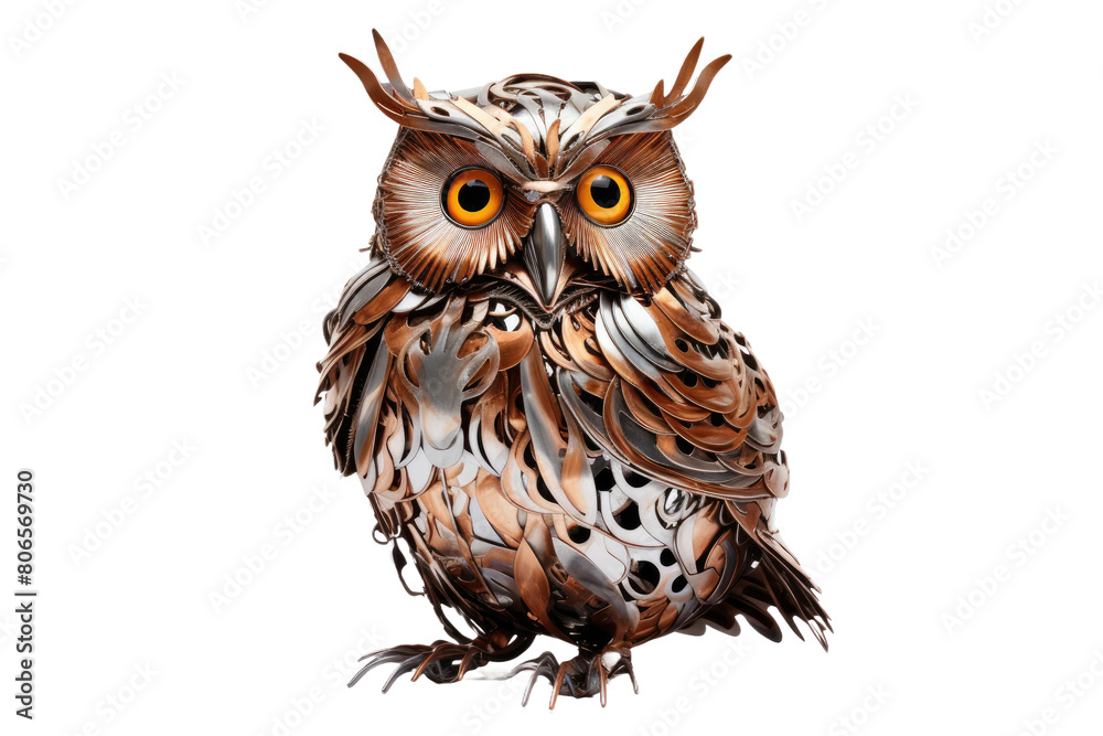 Naklejka premium Ethereal Owl Perched in Tranquility on White or PNG Transparent Background.