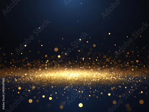 black background abstract glitter lights gold and black bokeh background black texture dark. ai