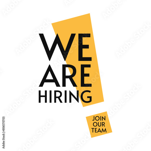 We are hiring announcement banner. Recruitment vector sign. Open job vacancy modern illustration. Human resources and employment poster. Professional career offer.
