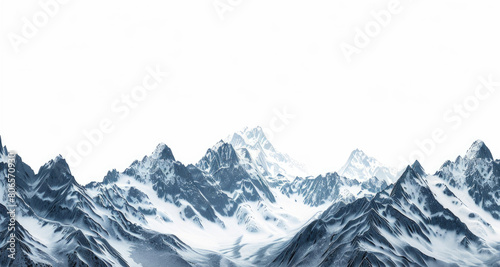 A panoramic view of majestic mountain peaks with snow caps © Veniamin Kraskov