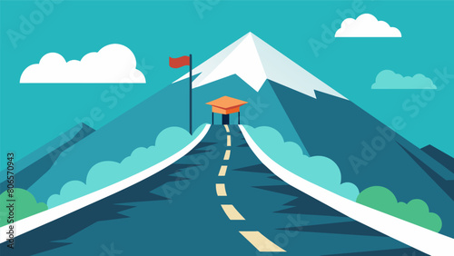 A road leading to a mountain peak depicting the journey of paying off student loans through income share agreements and reaching financial freedom.. Vector illustration photo