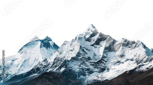 A panoramic view of majestic mountain peaks with snow caps