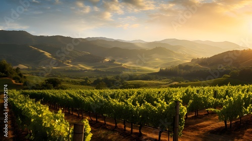 panoramic view of vineyard in Tuscany, Italy