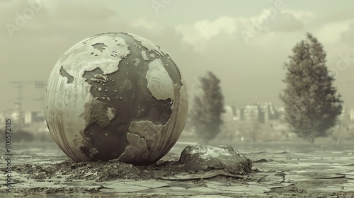 A post-apocalyptic world where the earth is cracked and damaged