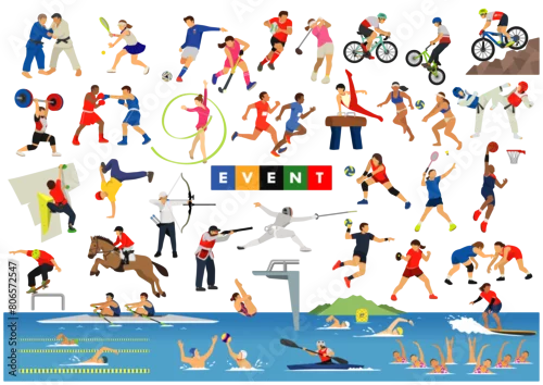 Obraz スポーツ大会の競技種目イラストセット