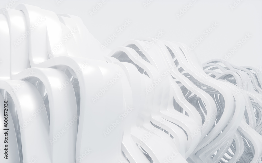 Fototapeta premium Abstract white curves background, 3d rendering.